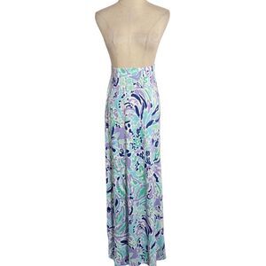 LILLY PULITZER Floral Stretch Maxi Skirt in Blue and Purple